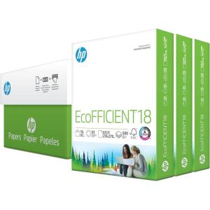 imageHP Printer Paper  85 x 11 Paper  EcoFFICIENT 18 lb  3 Ream Case  1500 Sheets  92 Bright  Made in USA  FSC Certified  088400C3 Ream  1500 Sheets