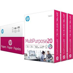 imageHP Printer Paper  85 x 11 Paper  MultiPurpose 20 lb  3 Ream Case  1500 Sheets  96 Bright  Made in USA  FSC Certified  112530C3 Ream  1500 Sheets